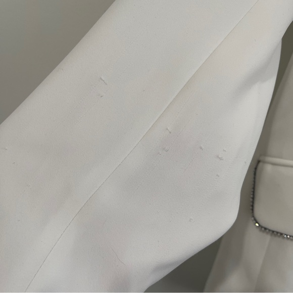 White Rhinestone Trim Blazer - Picture 4 of 4